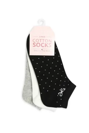 3 pack Assorted Socks | Blk Spot/White/Grey | 0412ZZ