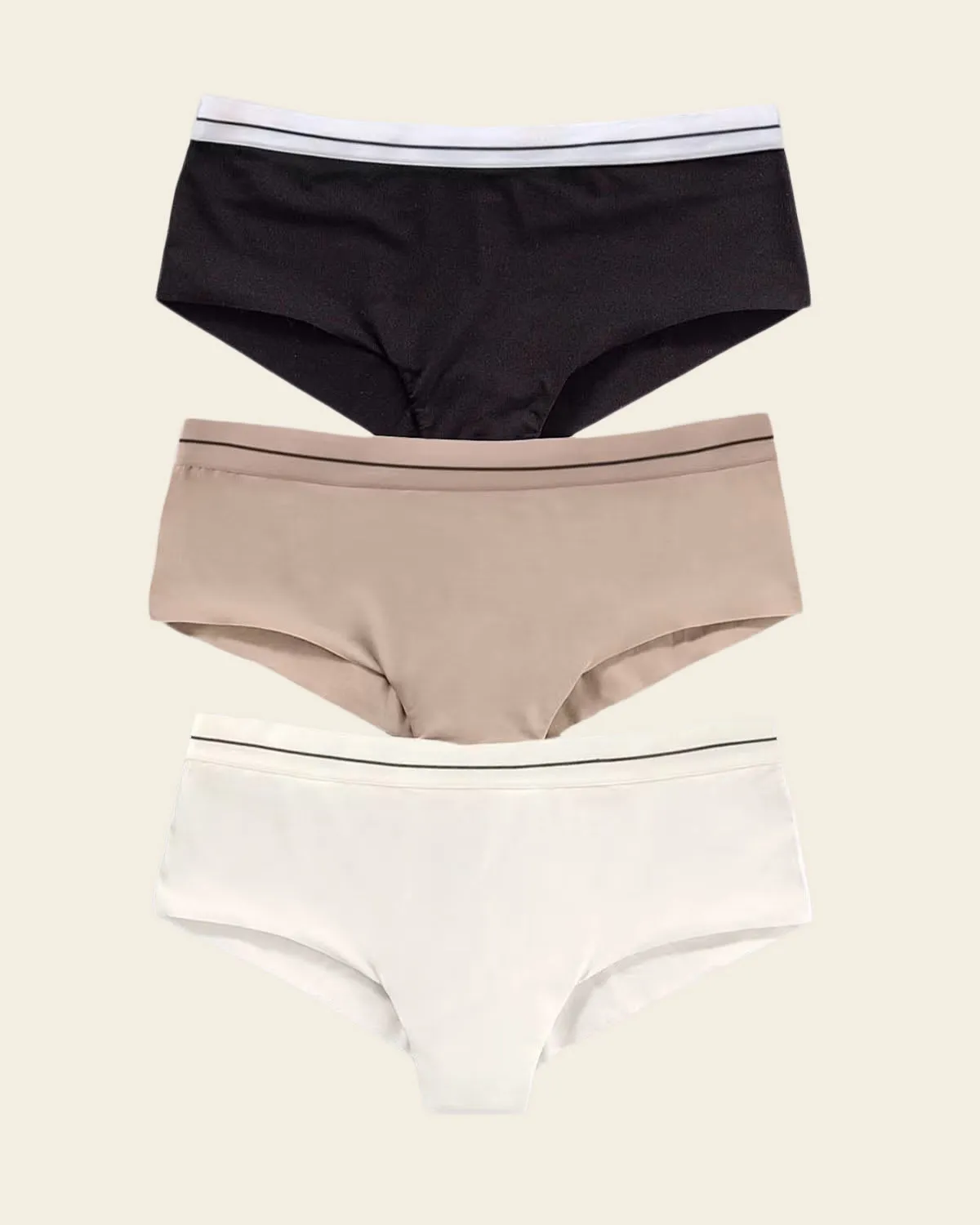 3-Pack Contrast Waistband Soft Cheeky Panties