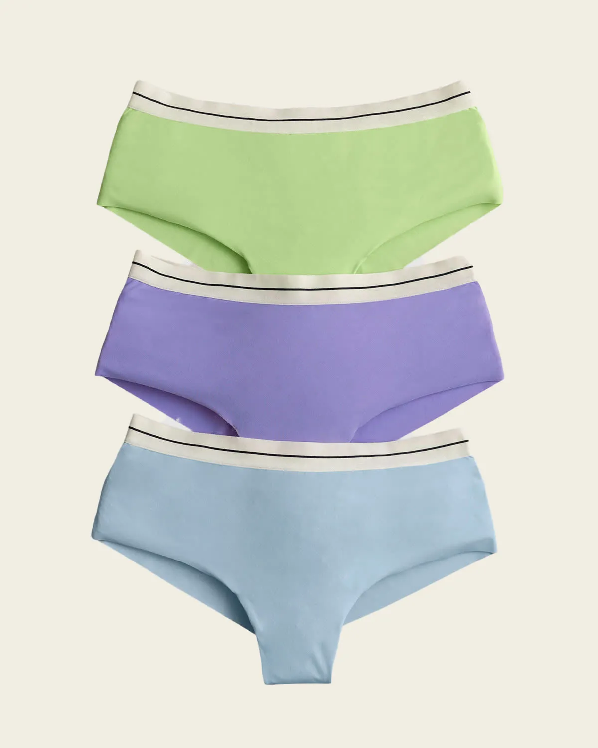 3-Pack Contrast Waistband Soft Cheeky Panties