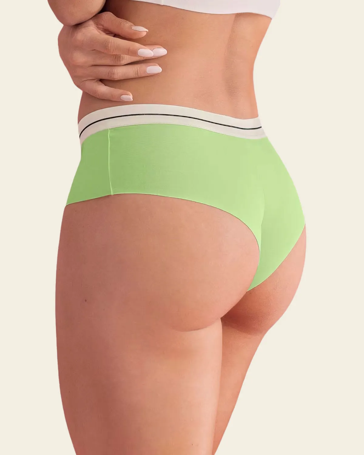 3-Pack Contrast Waistband Soft Cheeky Panties