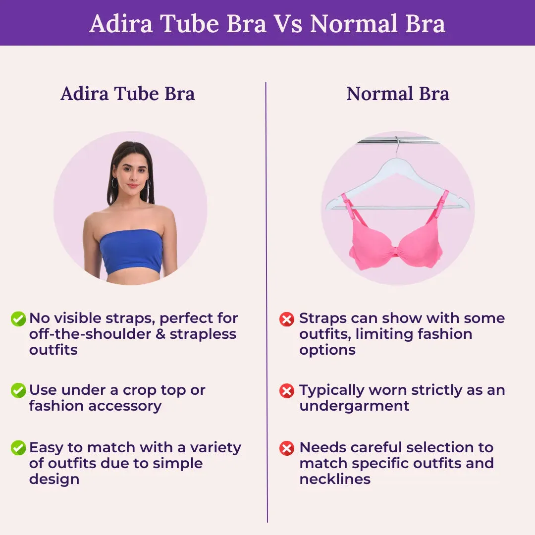 Bandeau/Tube Bra For Women | Strapless Bra | Silicone Anti-Slip Band | Triple Layer Front Panel | Conceals Visibility Of Nipples | Pack Of 3