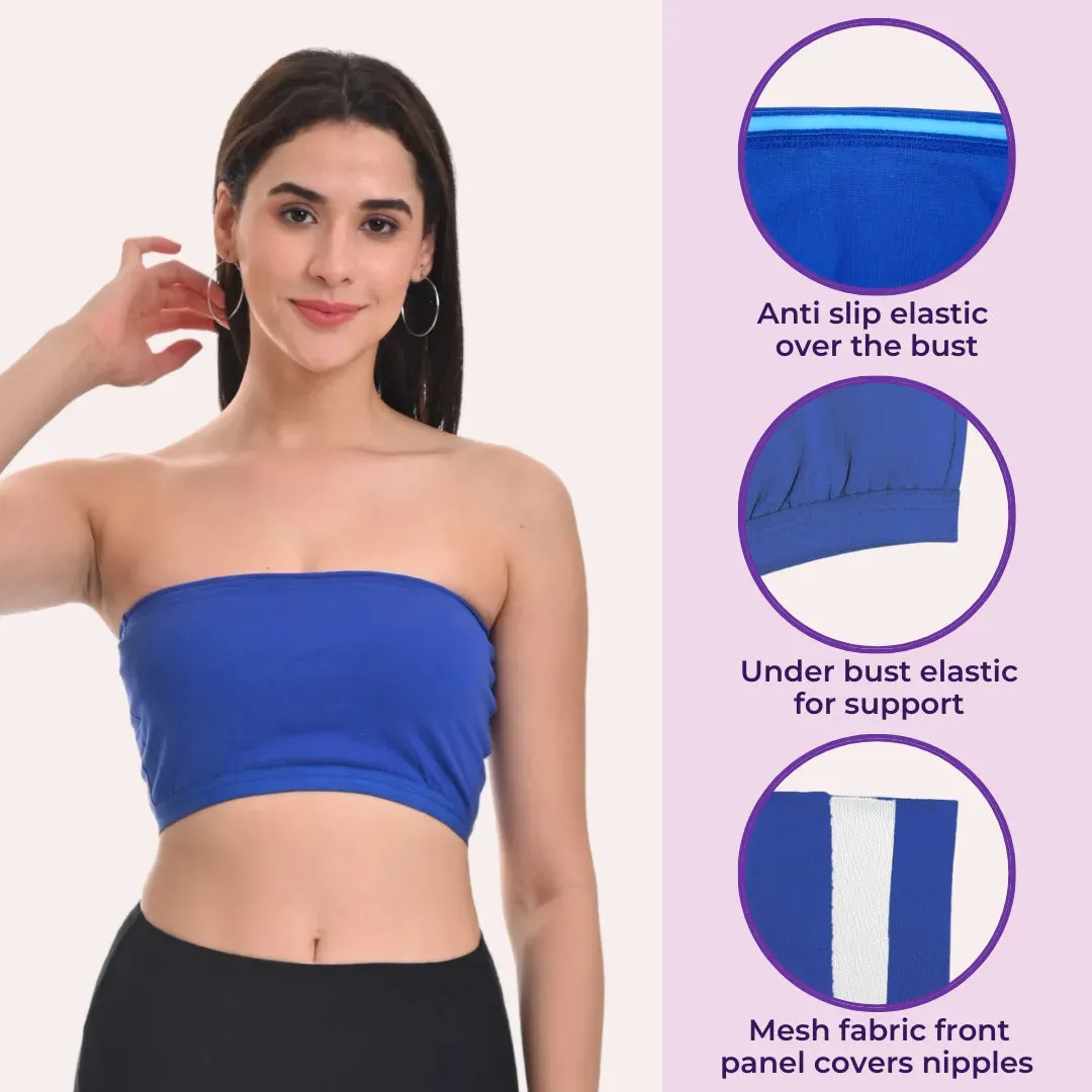 Bandeau/Tube Bra For Women | Strapless Bra | Silicone Anti-Slip Band | Triple Layer Front Panel | Conceals Visibility Of Nipples | Pack Of 3