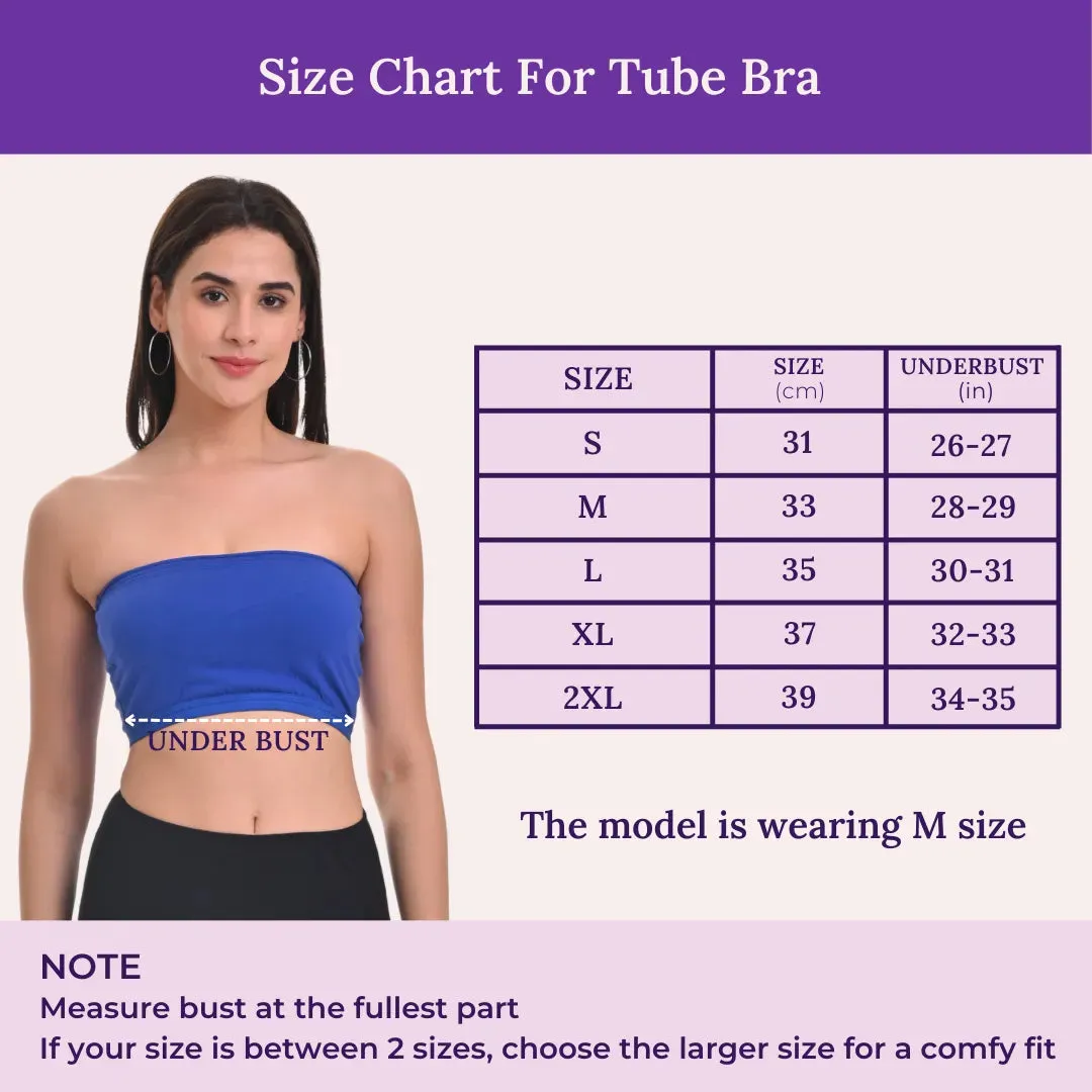 Bandeau/Tube Bra For Women | Strapless Bra | Silicone Anti-Slip Band | Triple Layer Front Panel | Conceals Visibility Of Nipples | Pack Of 3