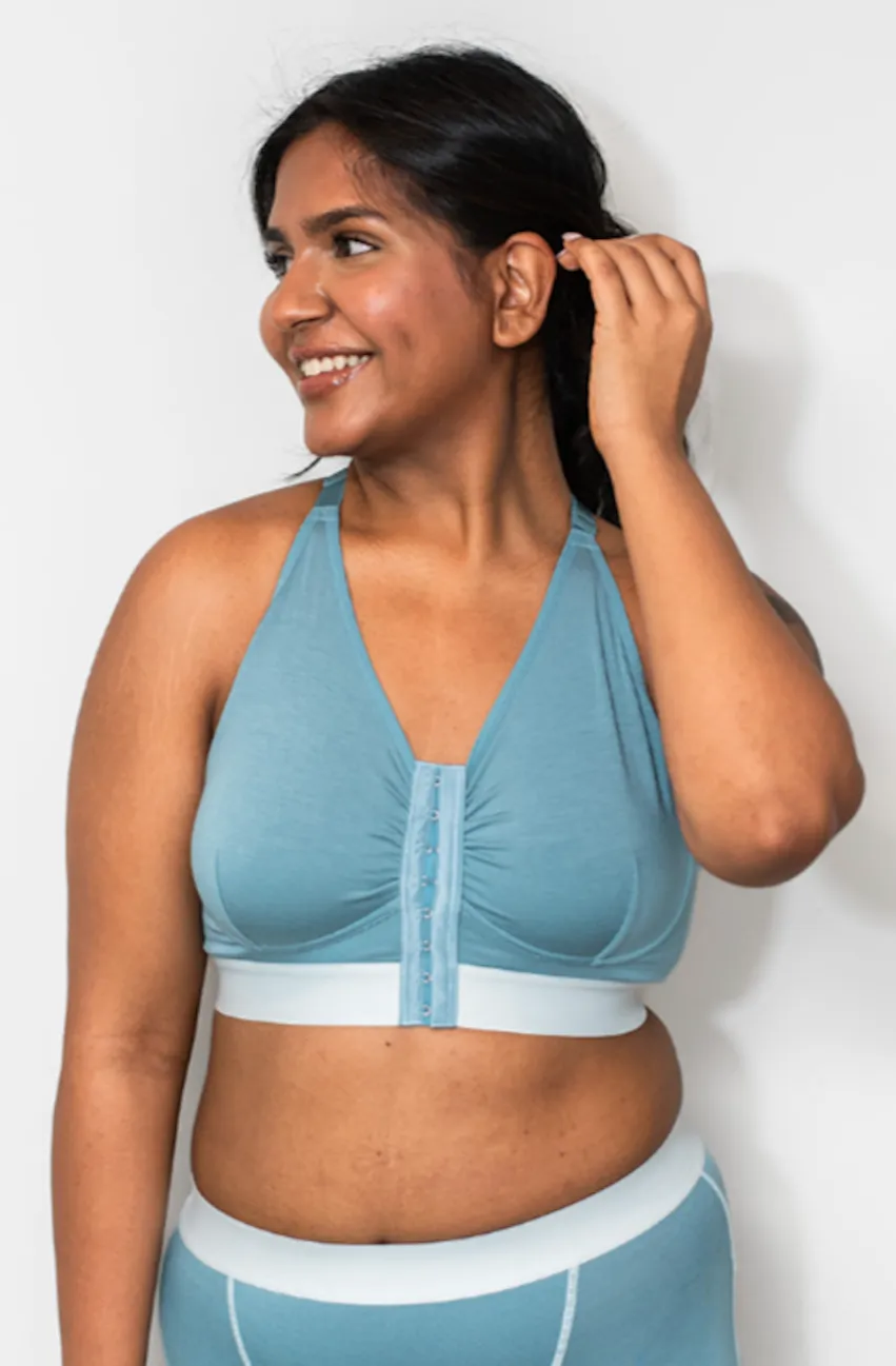 BeChill™  Compression Front Closure Blue Bralette