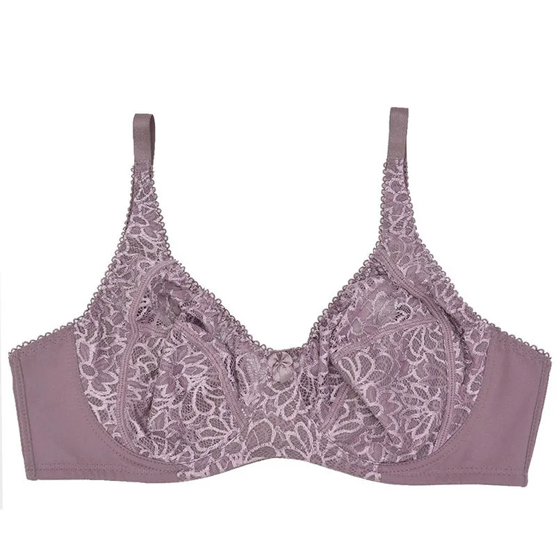 Breathable Sexy Women's Underwire Lace Bras With Embroidery Plus Size