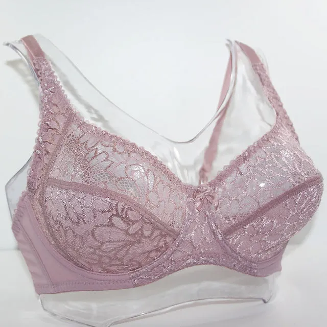 Breathable Sexy Women's Underwire Lace Bras With Embroidery Plus Size