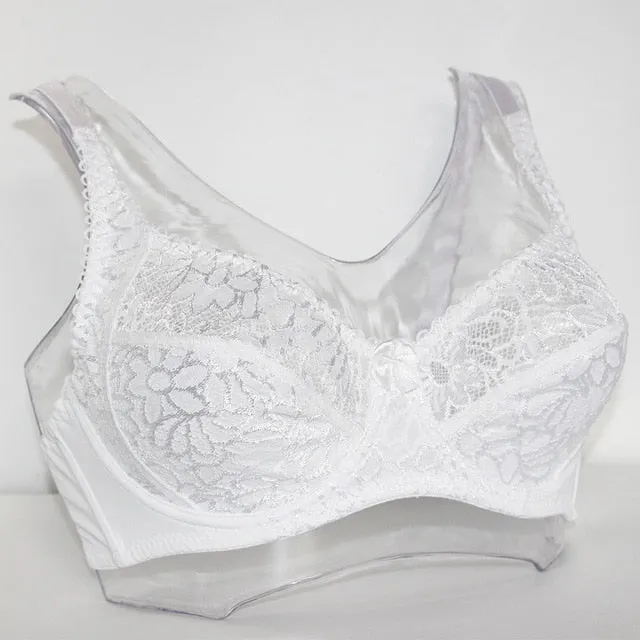 Breathable Sexy Women's Underwire Lace Bras With Embroidery Plus Size