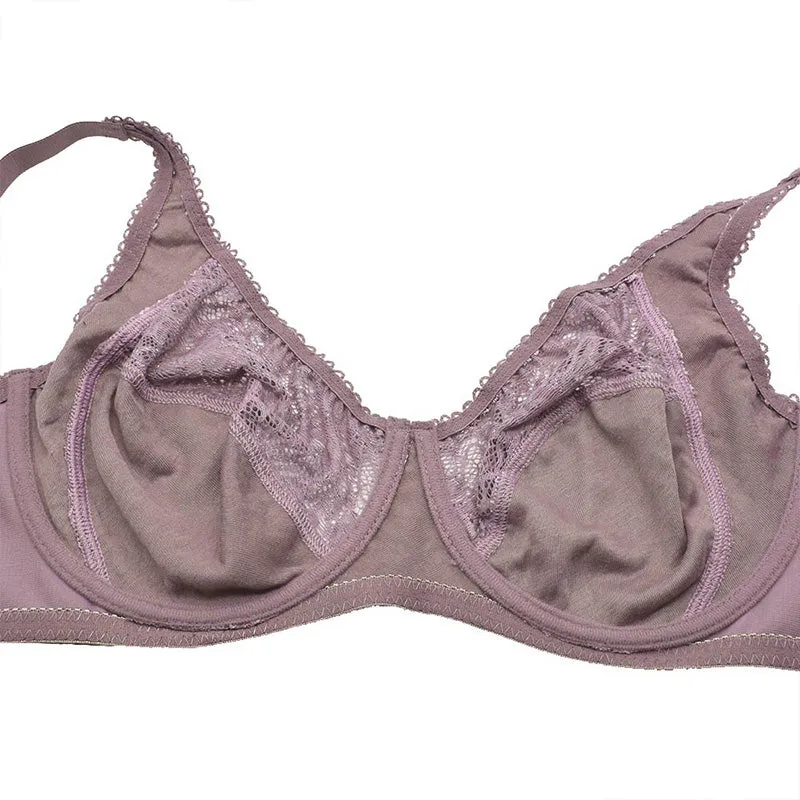 Breathable Sexy Women's Underwire Lace Bras With Embroidery Plus Size