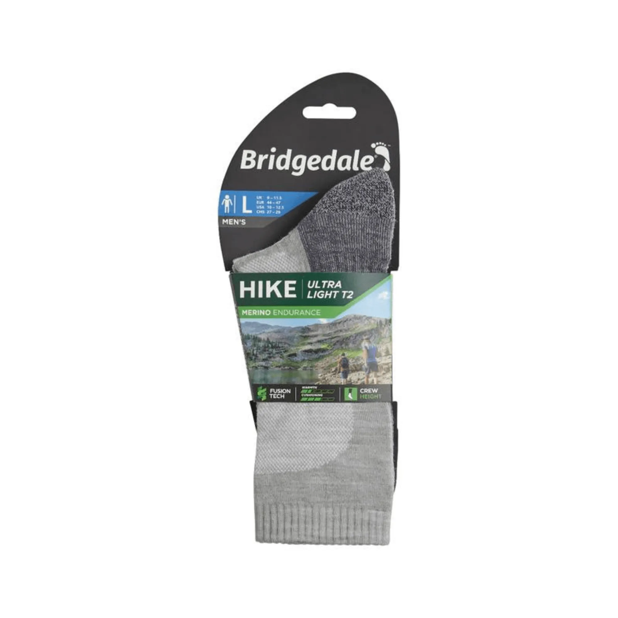 Bridgedale Socks Hike Ultra Light  T2 Merino Performance Crew Gunmetal