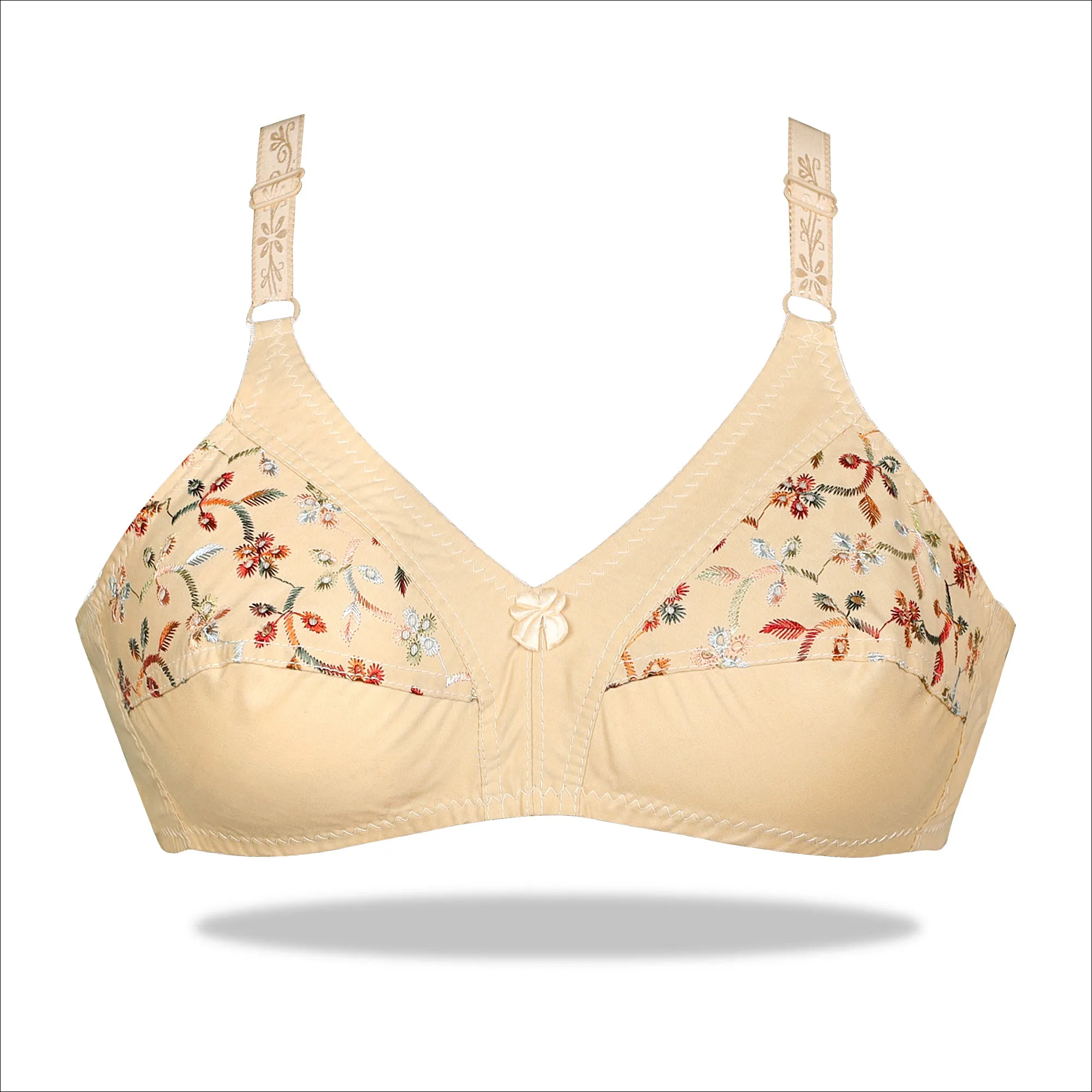 Camellia Multi Color Embroidered Cotton Bra