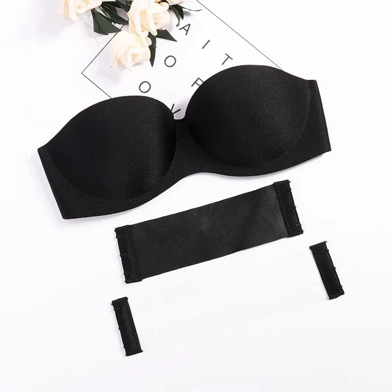 Comfortable Breathable Women's Strapless 1/2 Cup Magic Push Up Bra