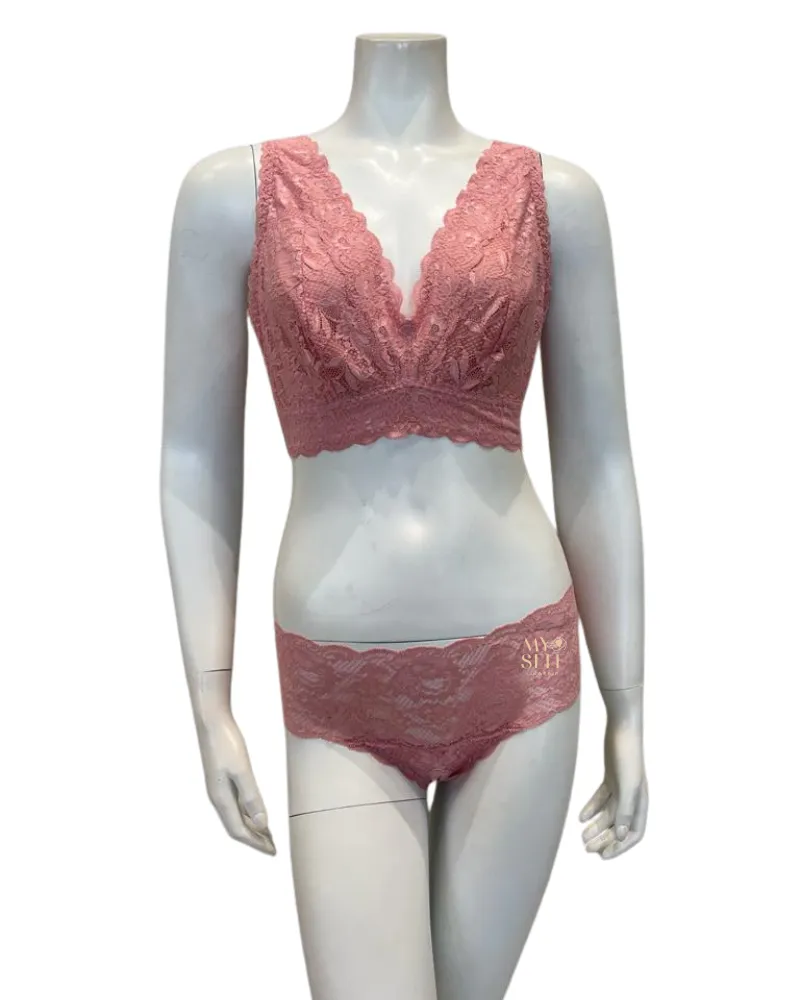 Cosabella Jaipur Pink Ultra Curvy Longline Bralette & Panty Set