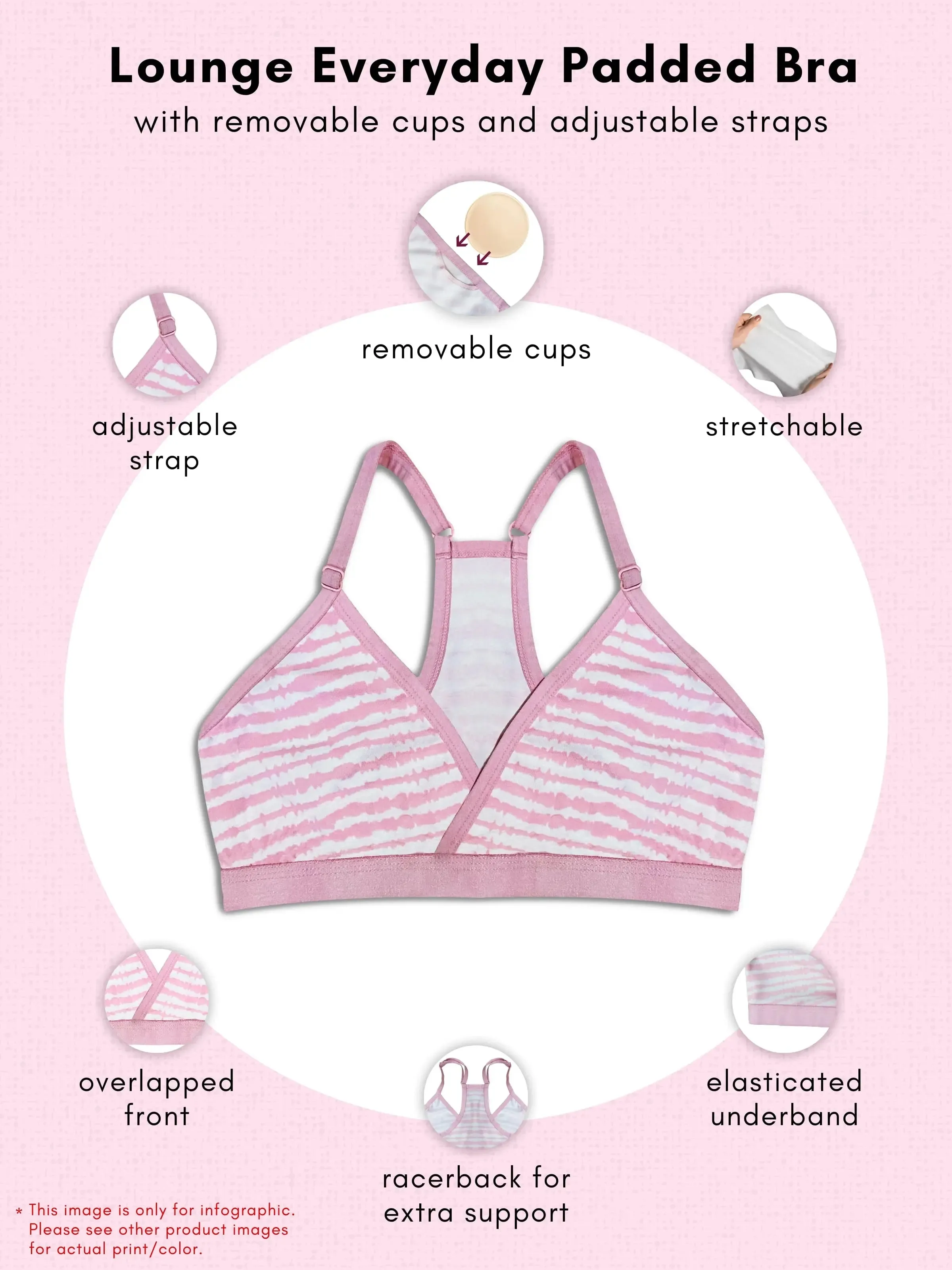 Daily Comfort Bra with Removable Cups & Adjustable Straps Pack-of-1