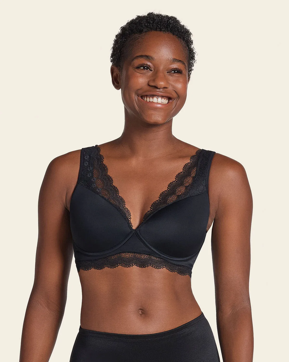 Deep Coverage Soft Lightly-Lined Lace Underwire Bra