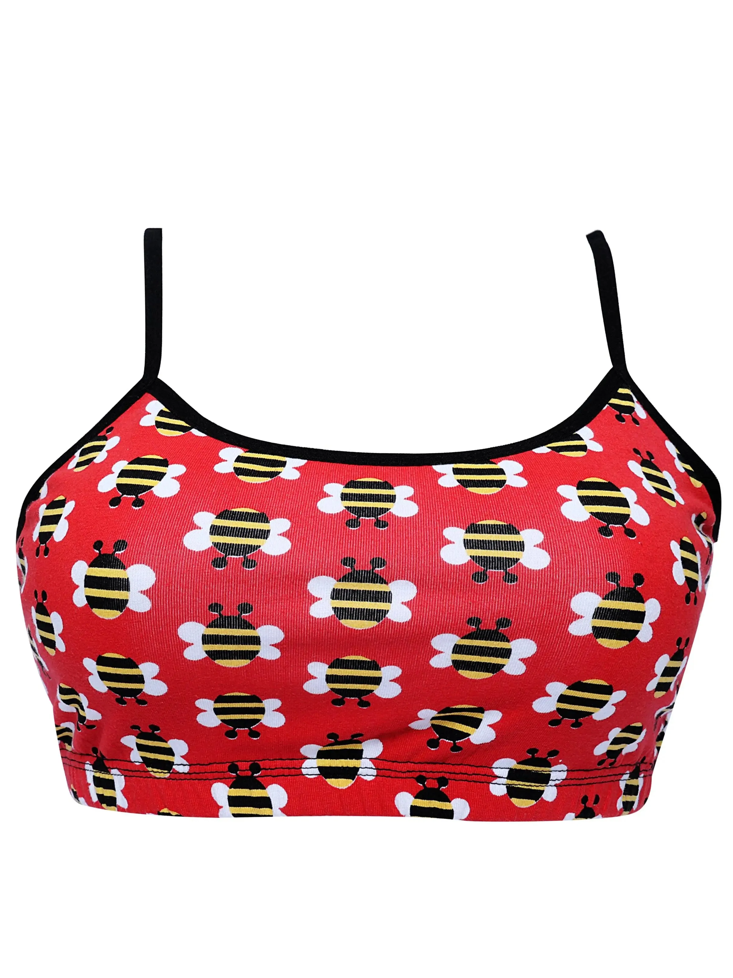 Double-layer Cotton Sports Bra | Thin Strap & Non Padded | Beginner Printed Bra