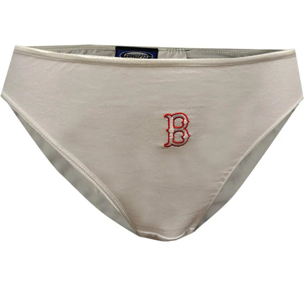 Embroidered Monogram B for Boston Red Sox White Cotton Panty