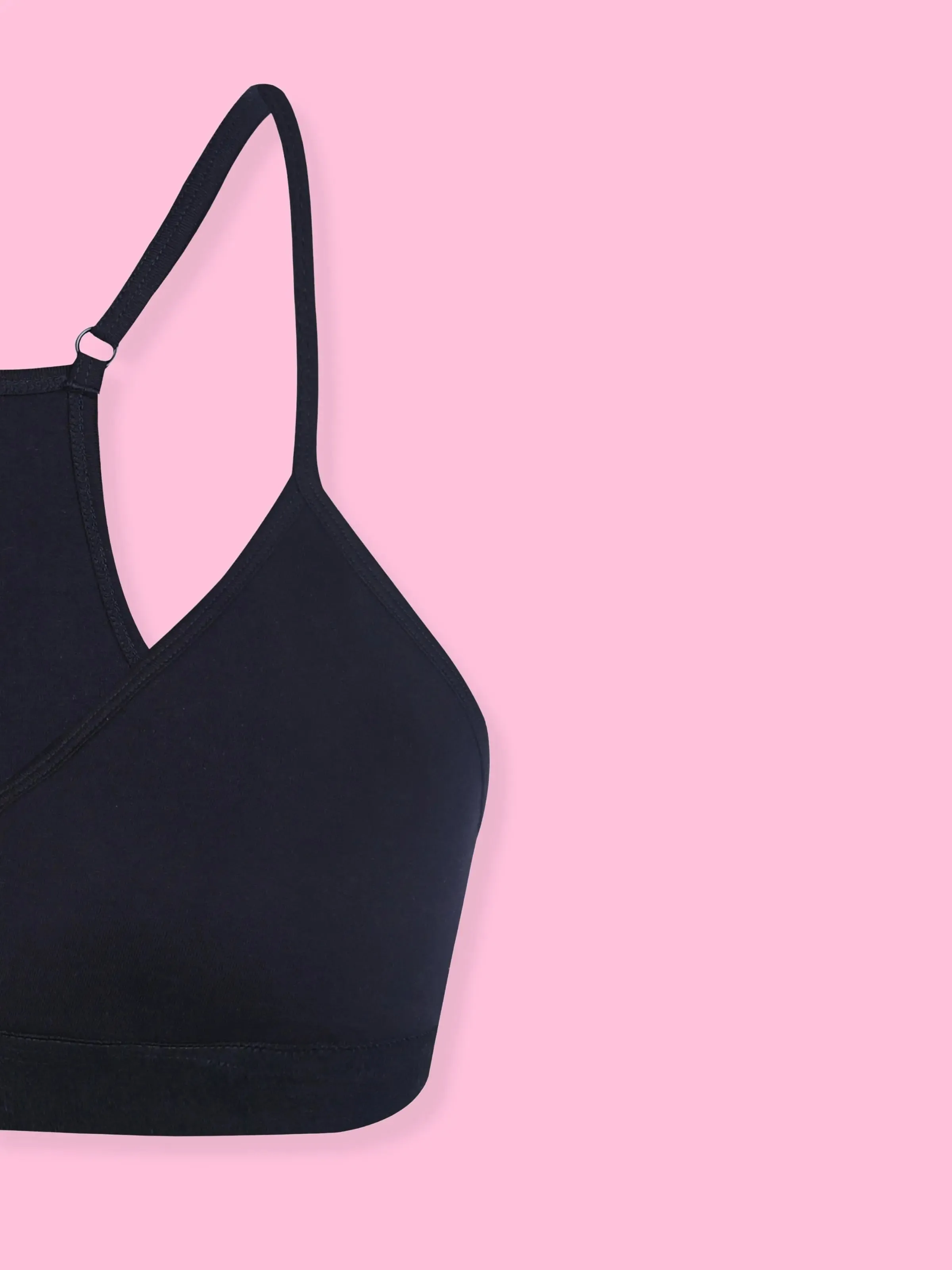 Everyday Black V-Neck Bra with Adjustable Straps & Removable Padding