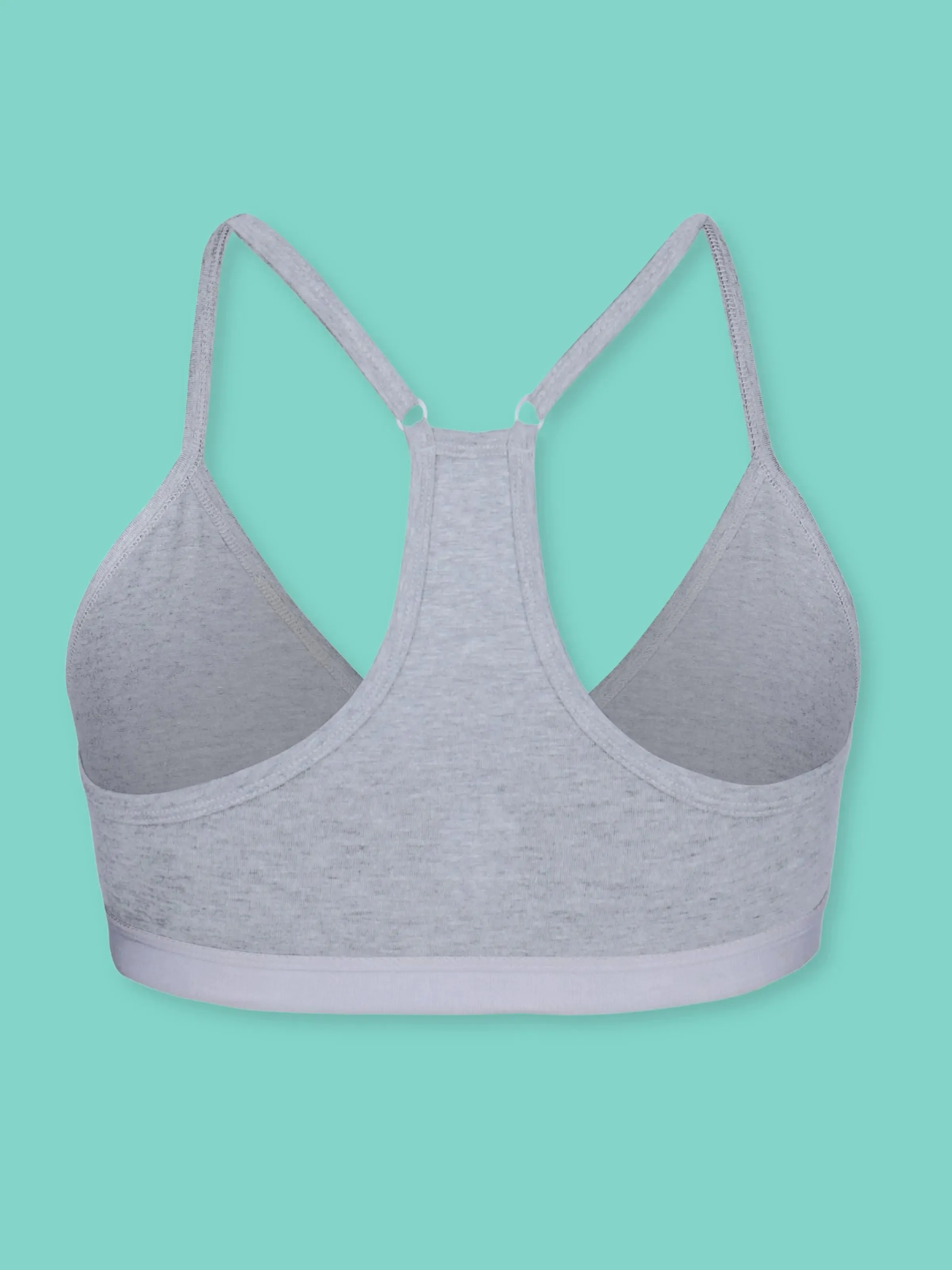 Everyday V-Neck Bra in Grey & White with Removable Padding & Adjustable Straps