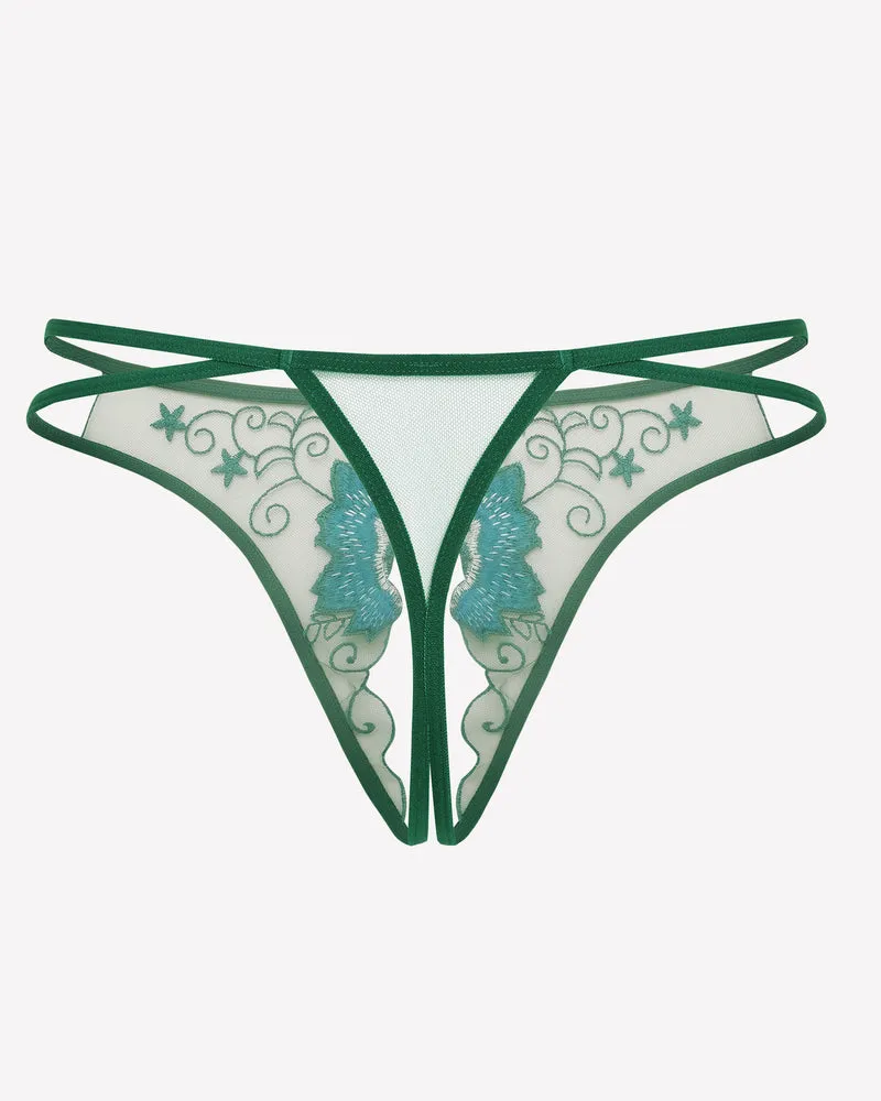 Floral Briefs Embroidered Thongs Panties