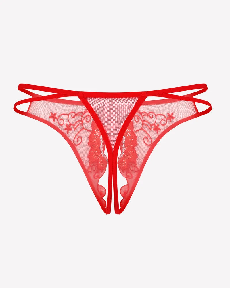 Floral Briefs Embroidered Thongs Panties