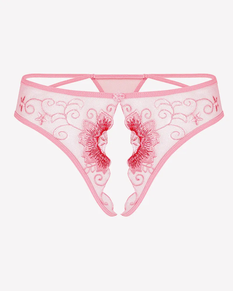 Floral Briefs Embroidered Thongs Panties