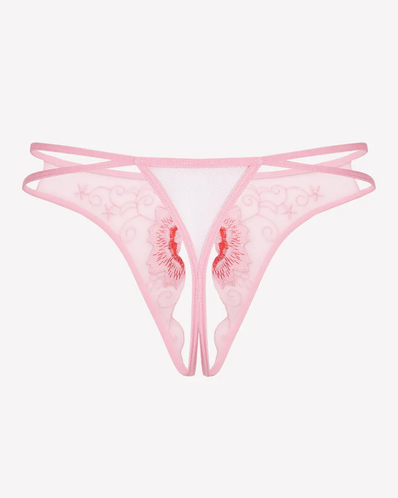 Floral Briefs Embroidered Thongs Panties