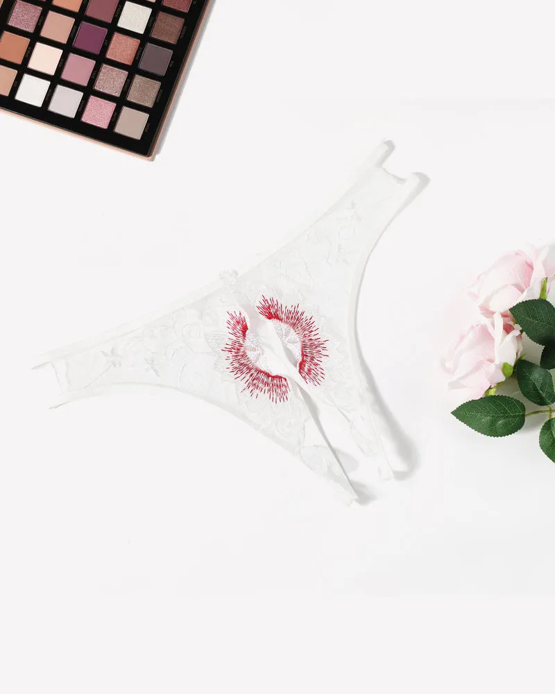 Floral Briefs Embroidered Thongs Panties