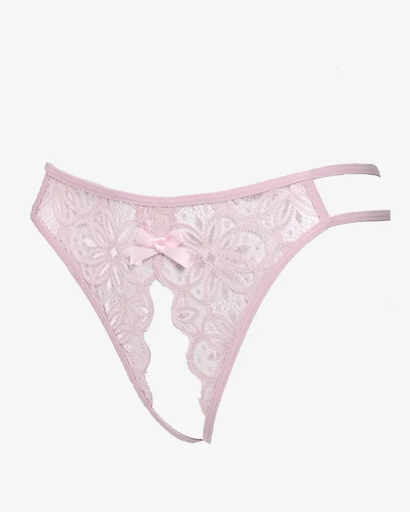 Floral Lace Briefs with Cute Bow