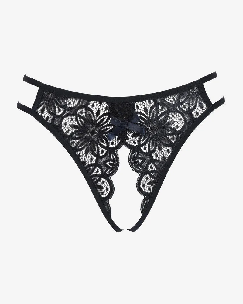 Floral Lace Briefs with Cute Bow