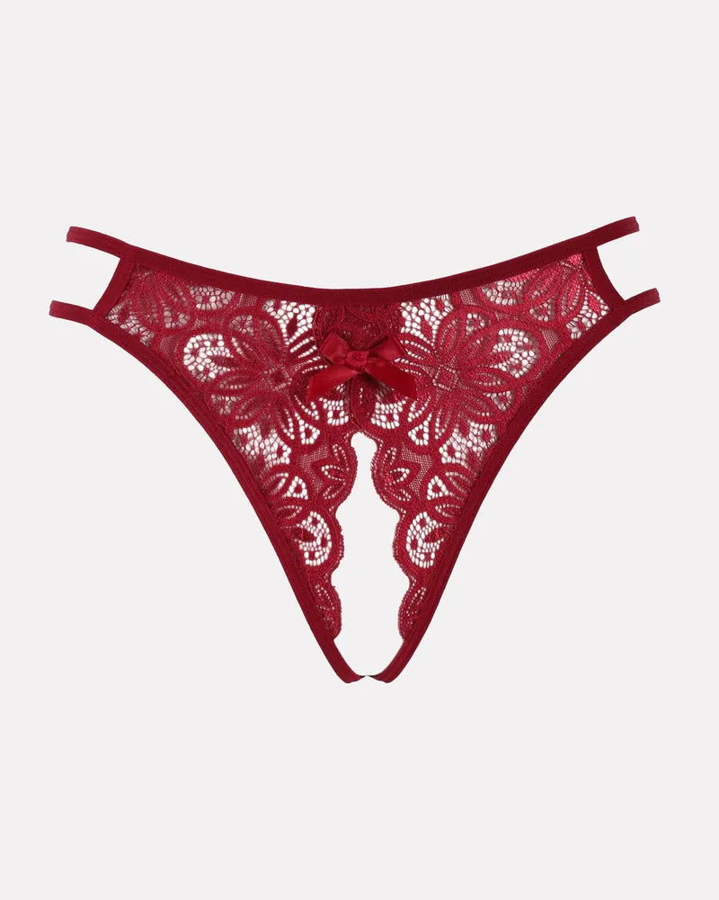 Floral Lace Briefs with Cute Bow