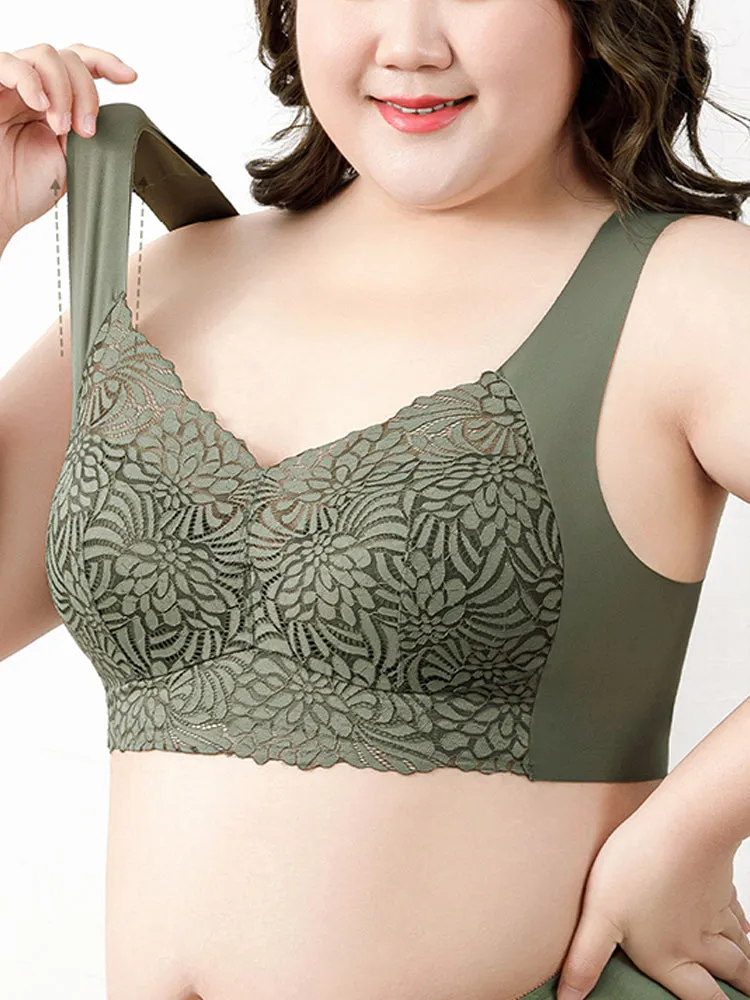 Floral Lace Comfortable Wireless Lounge Bra