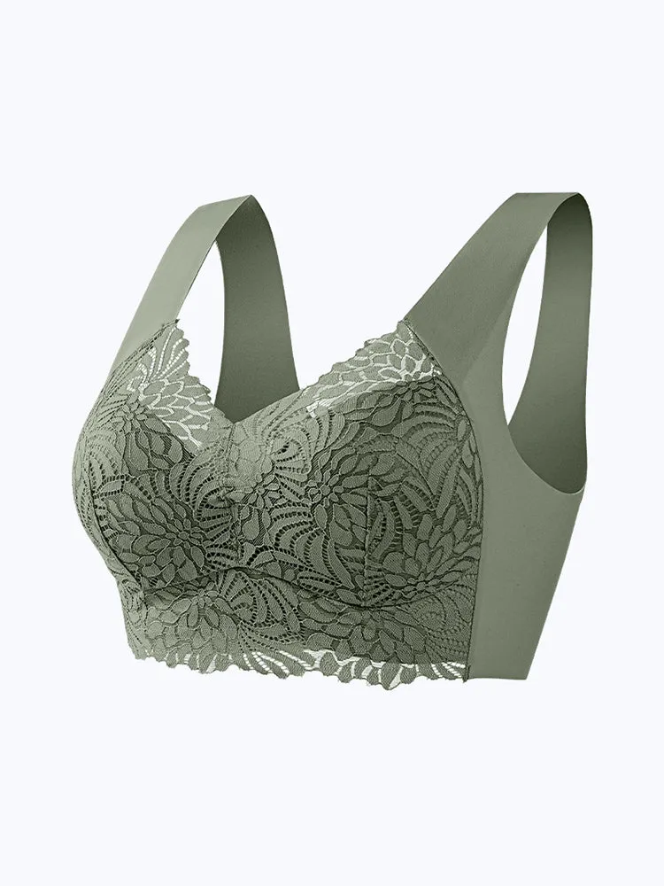 Floral Lace Comfortable Wireless Lounge Bra