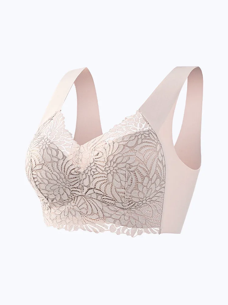 Floral Lace Comfortable Wireless Lounge Bra