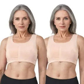 Front Open Bra For Elderly | Non Padded | Non Wired | Racerback | Full Coverage | 2 Pack