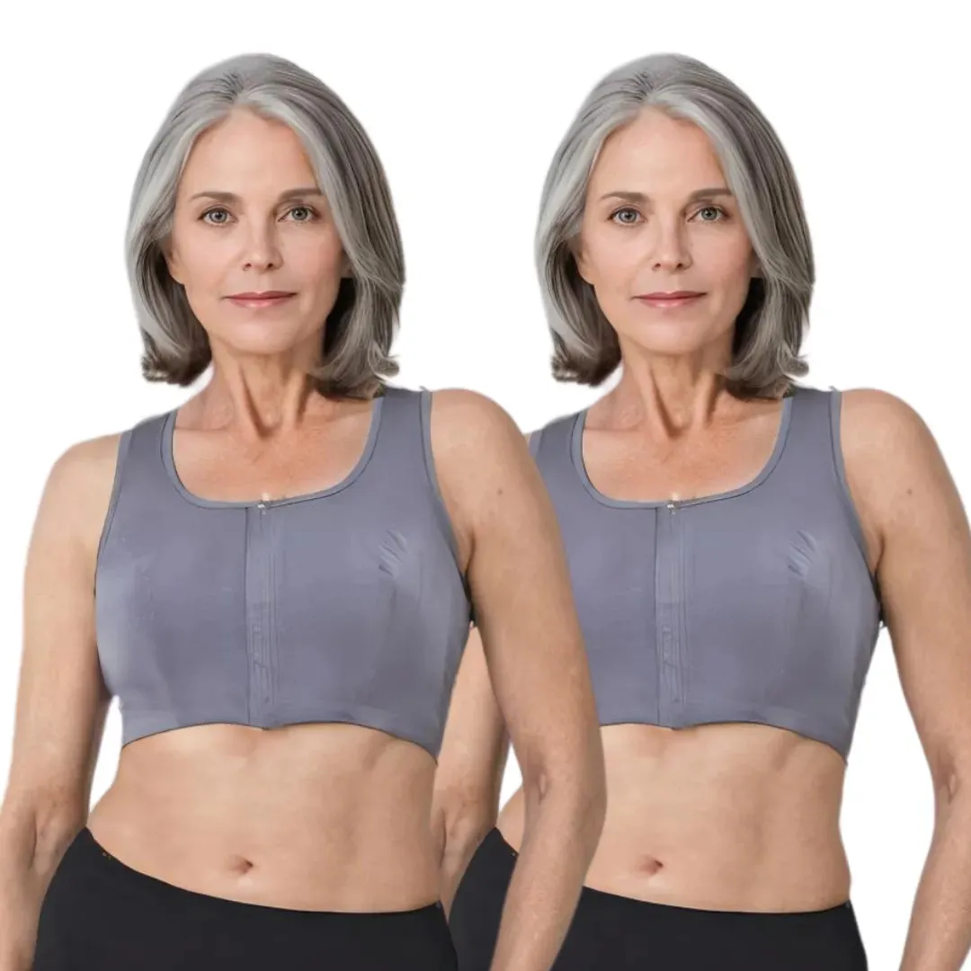 Front Open Bra For Elderly | Non Padded | Non Wired | Racerback | Full Coverage | 2 Pack