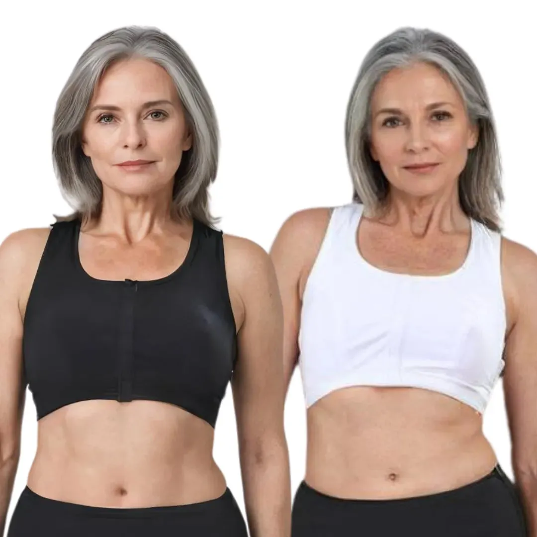 Front Open Bra For Elderly | Non Padded | Non Wired | Racerback | Full Coverage | 2 Pack