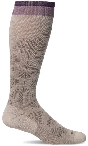 Full Floral Women's Bamboo/Merino Moderate Graduated Compression Socks in Natural - Wide Calf Fit