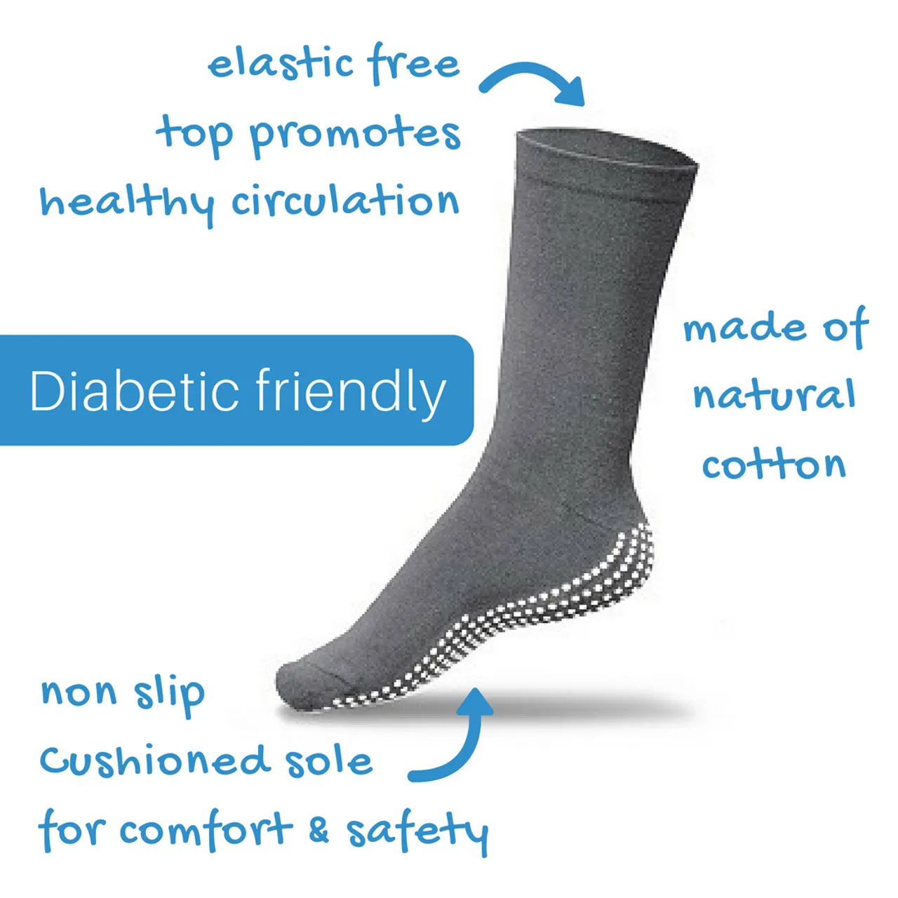 Gripperz Circulation Non Slip Socks, Diabetic Safe