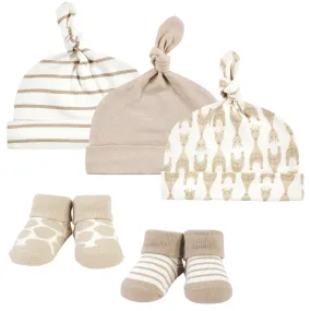 Hudson Baby Cap and Socks Set, Modern Giraffe