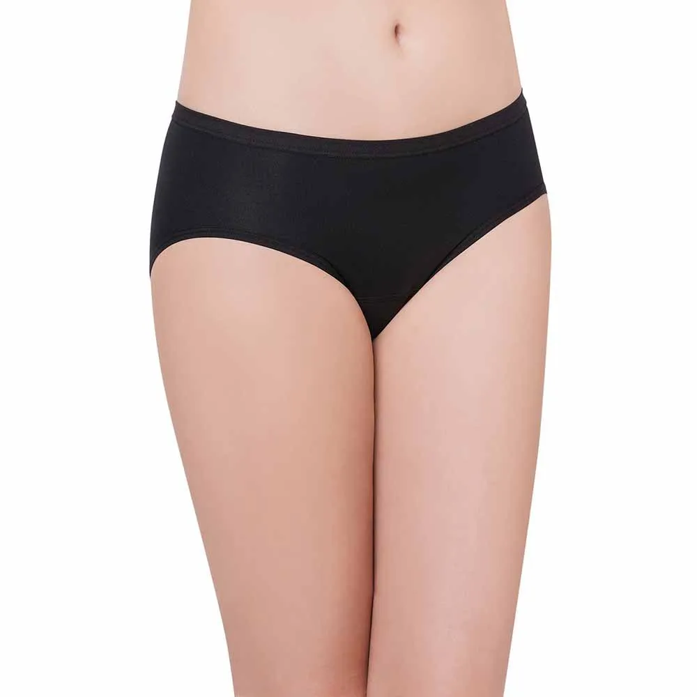 Hygieni Mid Waist Full Coverage Night Wear High Absorbency Period Panty - Black