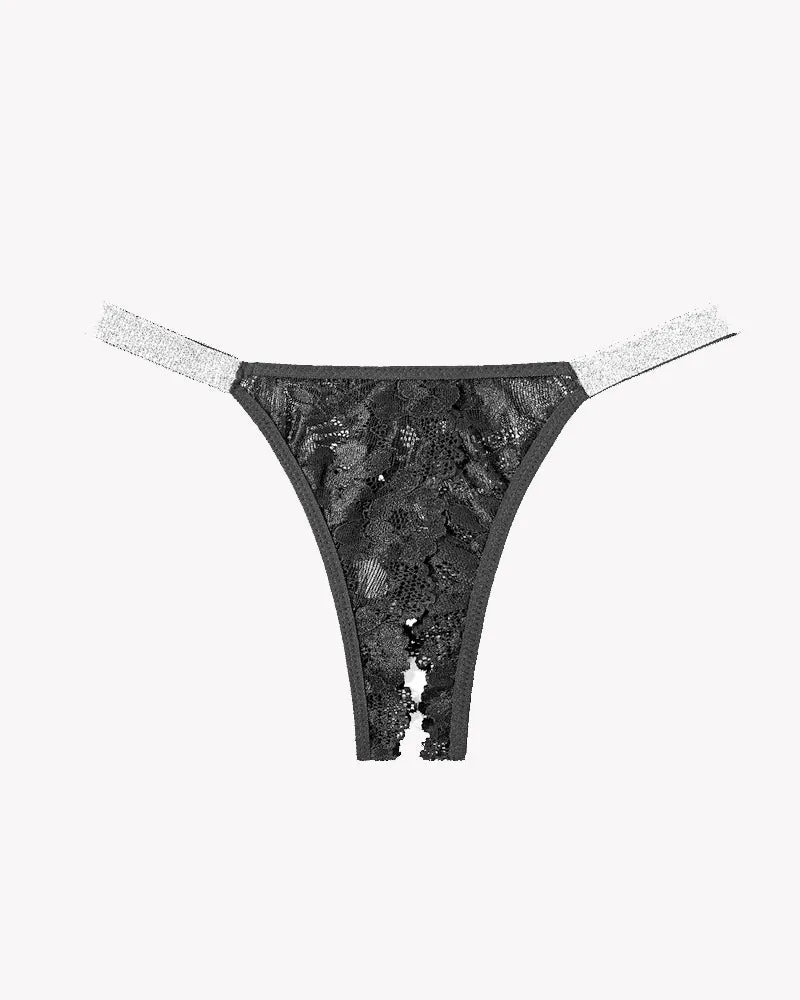 Lace Low Rise Panties with Shine Strap