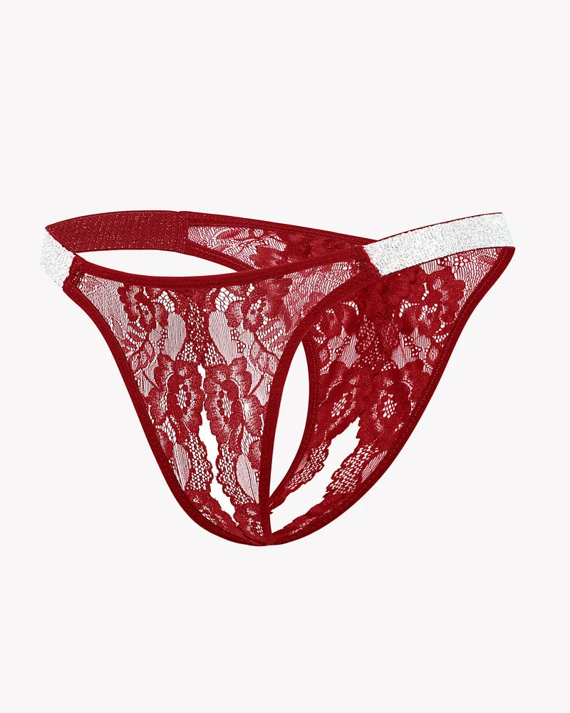 Lace Low Rise Panties with Shine Strap