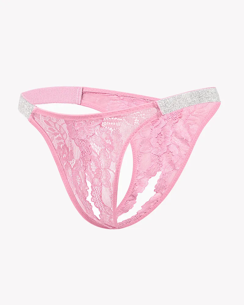 Lace Low Rise Panties with Shine Strap