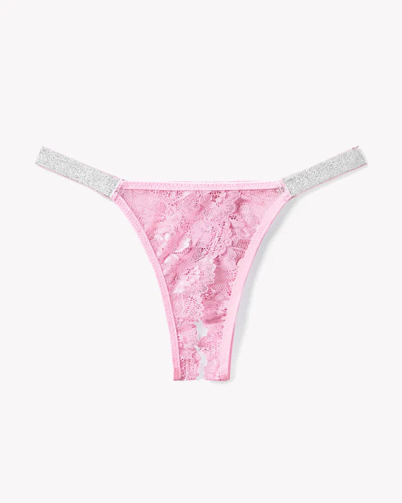 Lace Low Rise Panties with Shine Strap