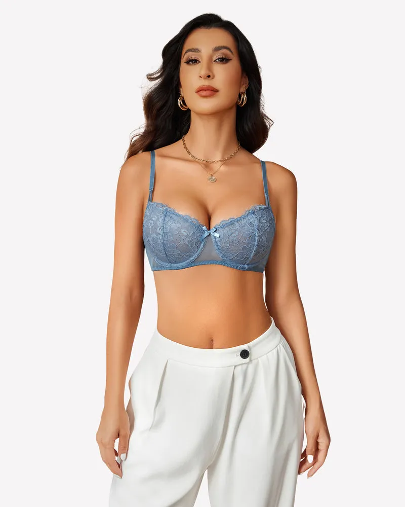 Lace Push Up Bra Sheer Balconette