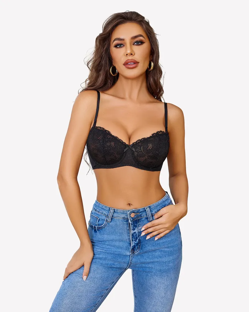 Lace Push Up Bra Sheer Balconette