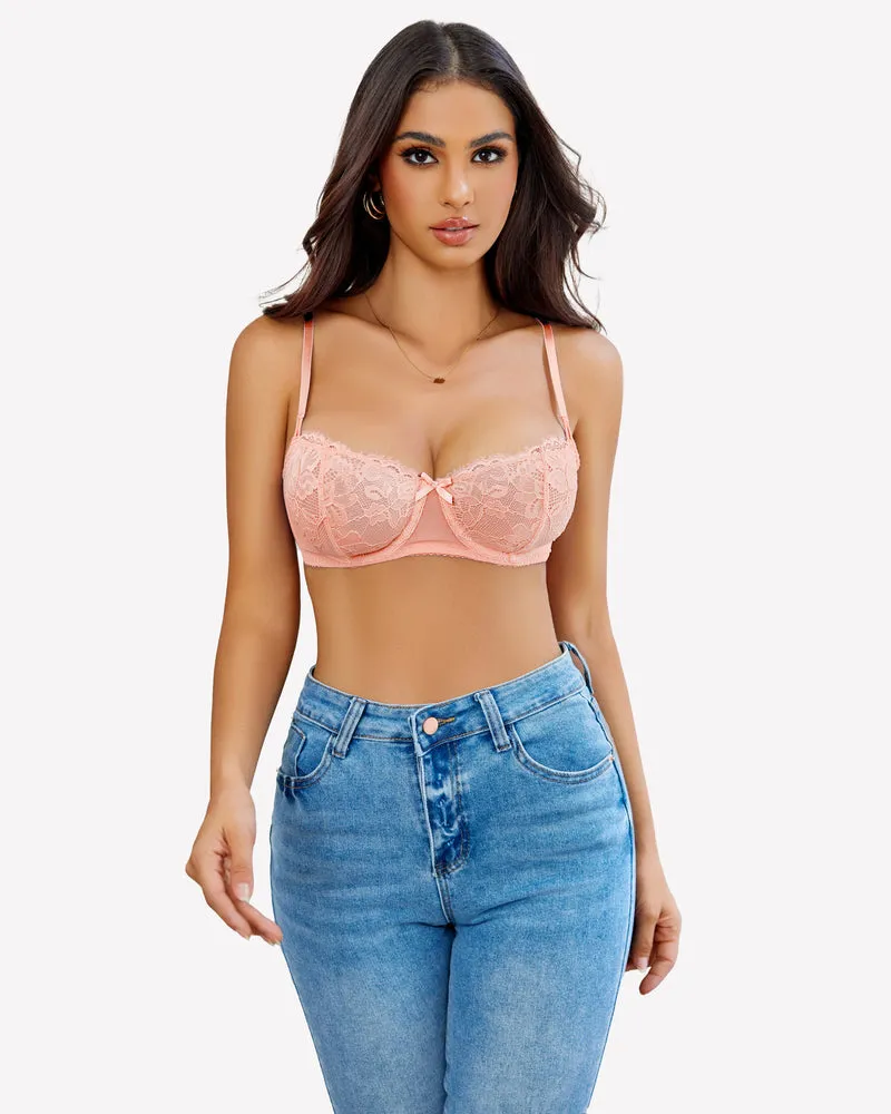 Lace Push Up Bra Sheer Balconette