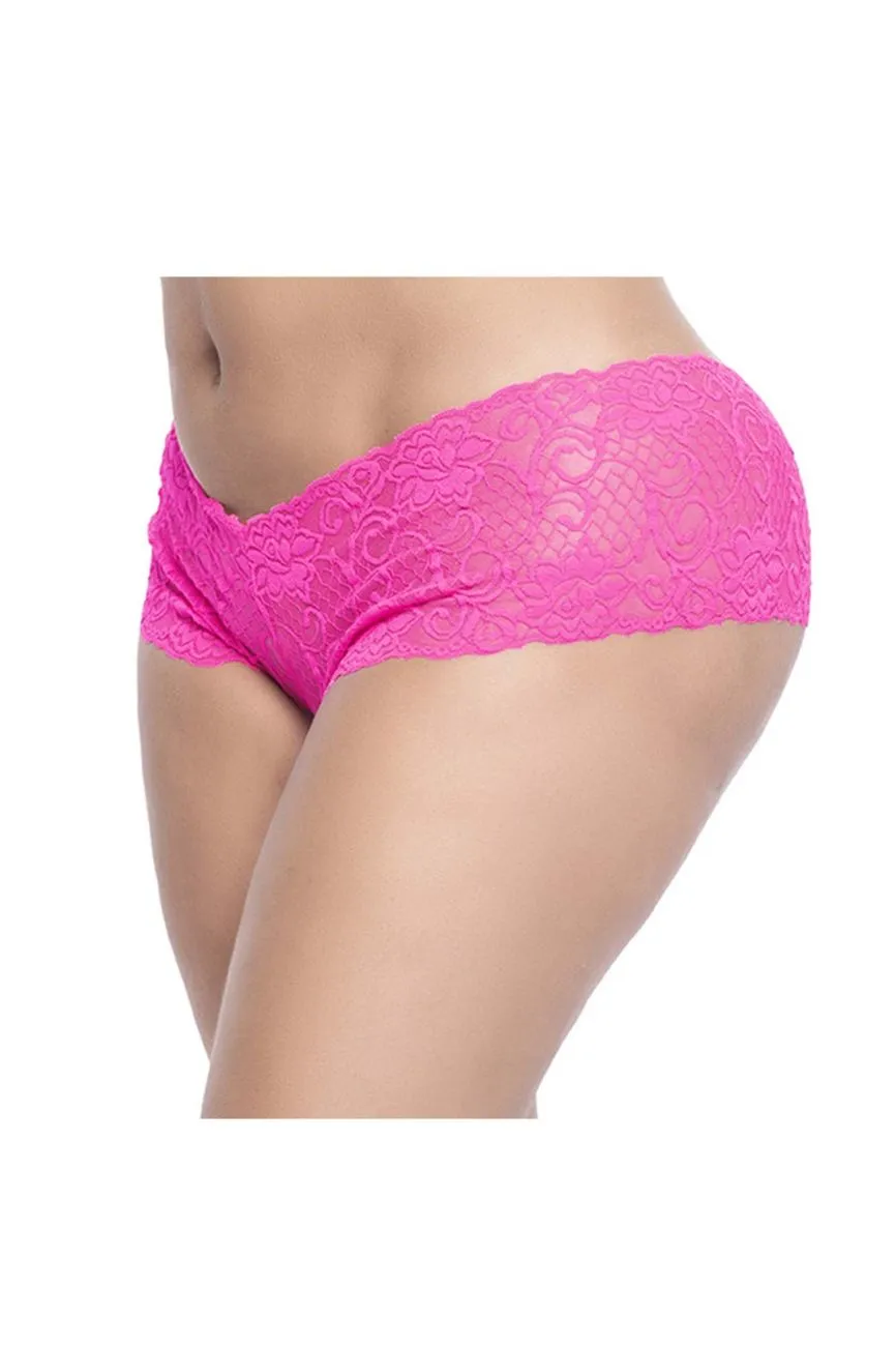 Mapale 90X Curvy Size Lace Boyshort Color Hot Pink