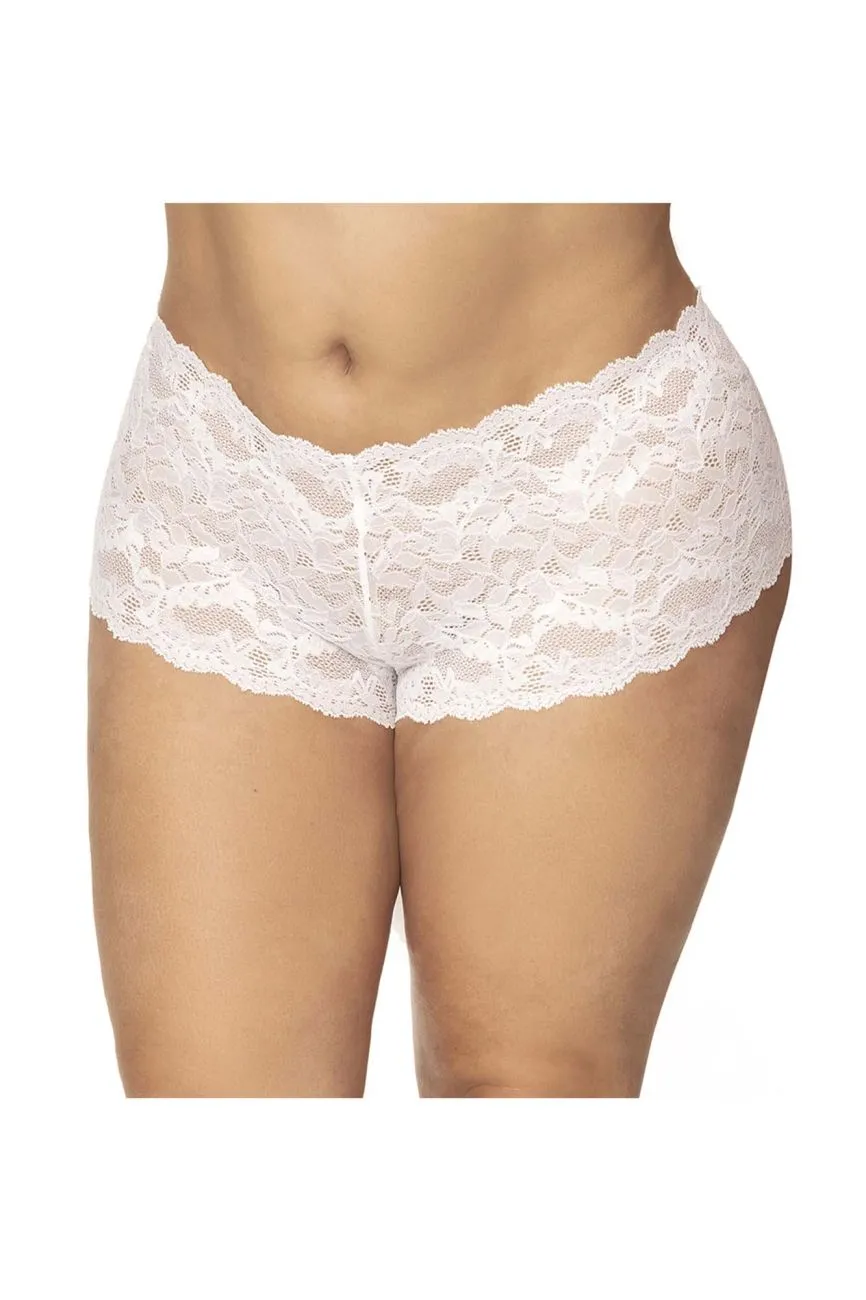 Mapale 90X Curvy Size Lace Boyshort Color White