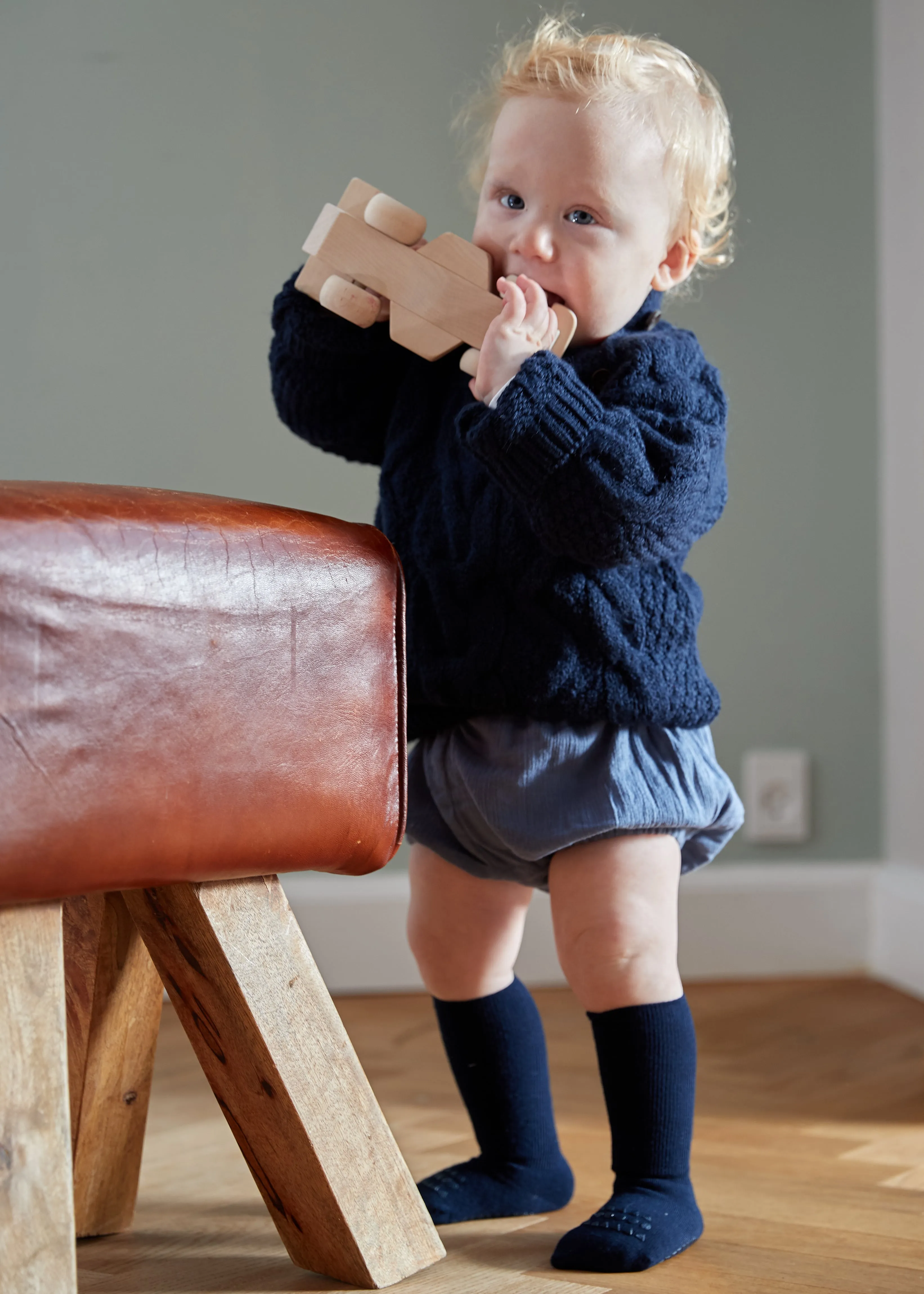 Non-Slip Grip Socks - Bamboo - Dark Blue